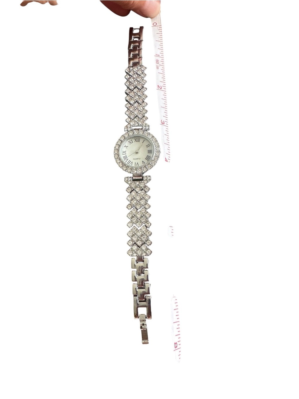 Silver Rhinestone Accented Quartz Watch - Picture 3 of 8